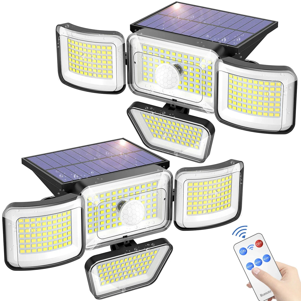 lampes solaires extérieures ip65 détecteur mouvement télécommande autonome noir blanc moderne