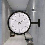 horloge murale double face industrielle noir blanc salle salon decoration quartz métal aiguille moderne