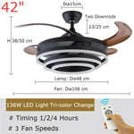 ventilateur led noir doré moderne télécommande 42 pouces rétractable contemporain