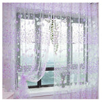 rideau floral transparent décoration intérieure motifs naturels bleu violet vert rose jaune decoration