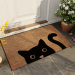 tapis d'entrée extérieur lavable antidérapant motif chat noir décor maison moderne porte terrasse