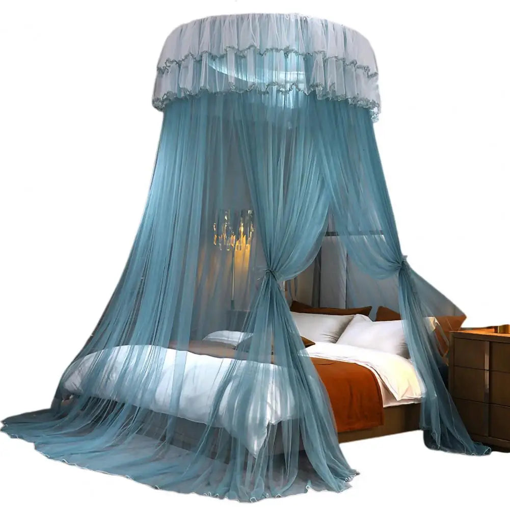 rideau lit enfant unisexe polyester coton rose vert blanc bleu violet translucide franges décoratives
