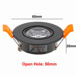 spot led noir orange argent 3w clips modernes 65mm 25mm 50mm