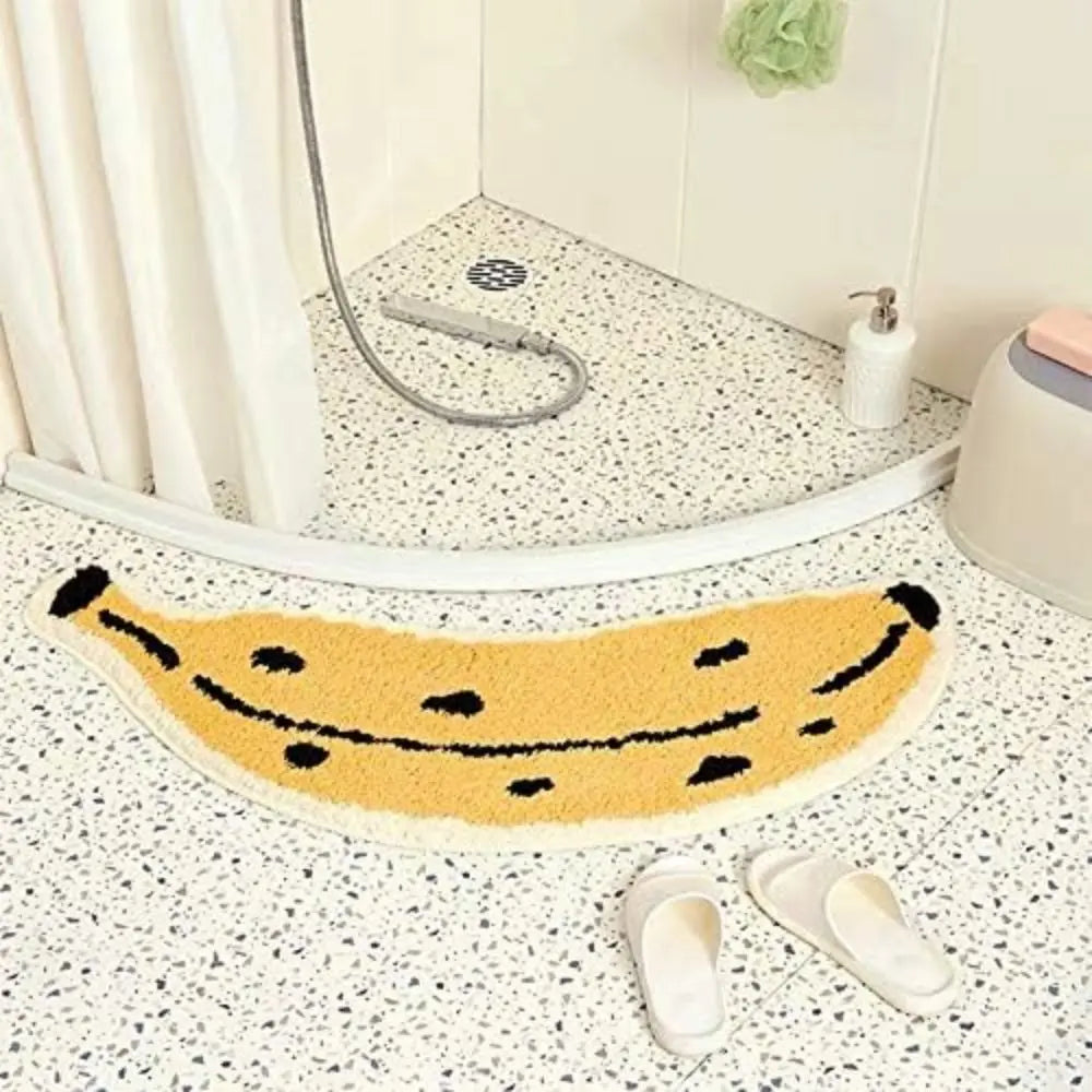 tapis antidérapant moderne bananes jaunes noires laine blanche intérieur extérieur maison