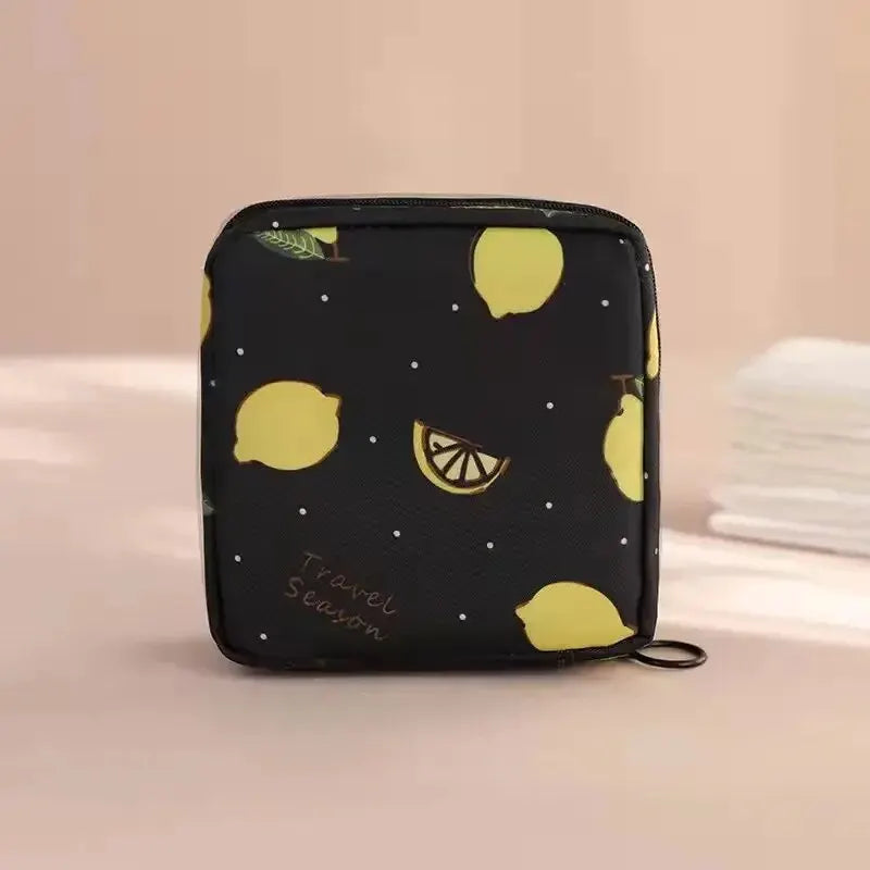 sac maquillage bleu rose noir moderne imprimé animaux cactus fruits glissière chargeur écouteurs portable