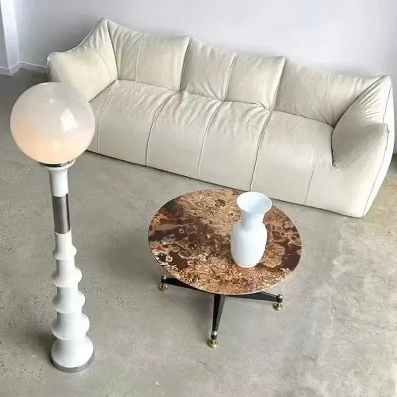 lampe sol moderne ampoule led blanc multicolore rayures horizontales interrupteur pied haute qualité