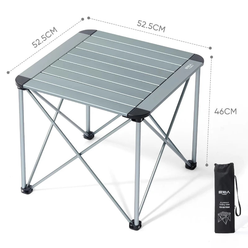 table pliante extérieure moderne gris métallisé pieds pliants sac rangement patio jardin