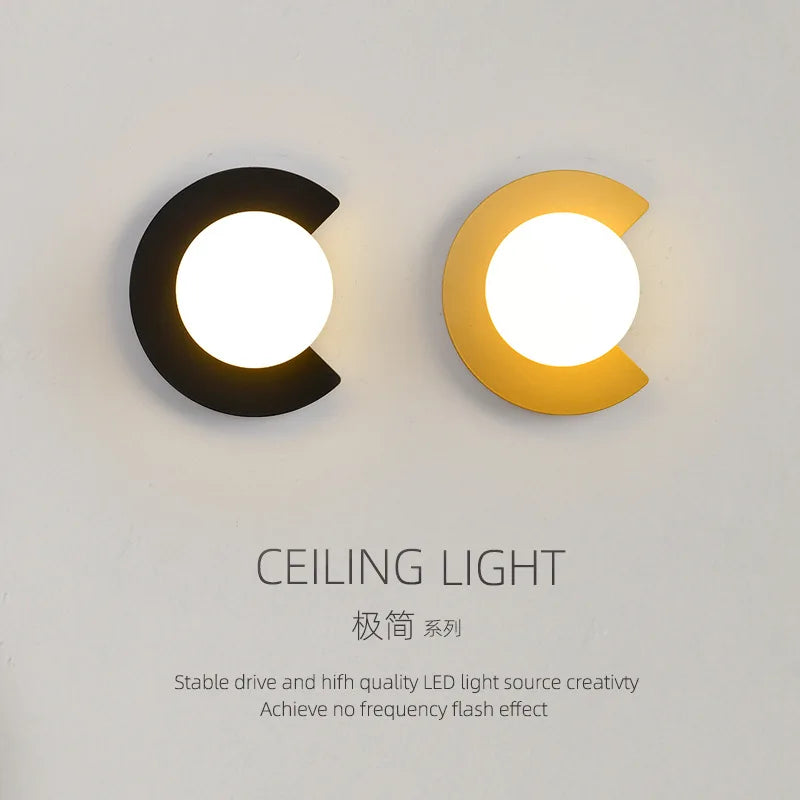 lampes murales modernes minimaliste couleur noire doré chambre entrée éclairage quotidien deux sources lumineuses