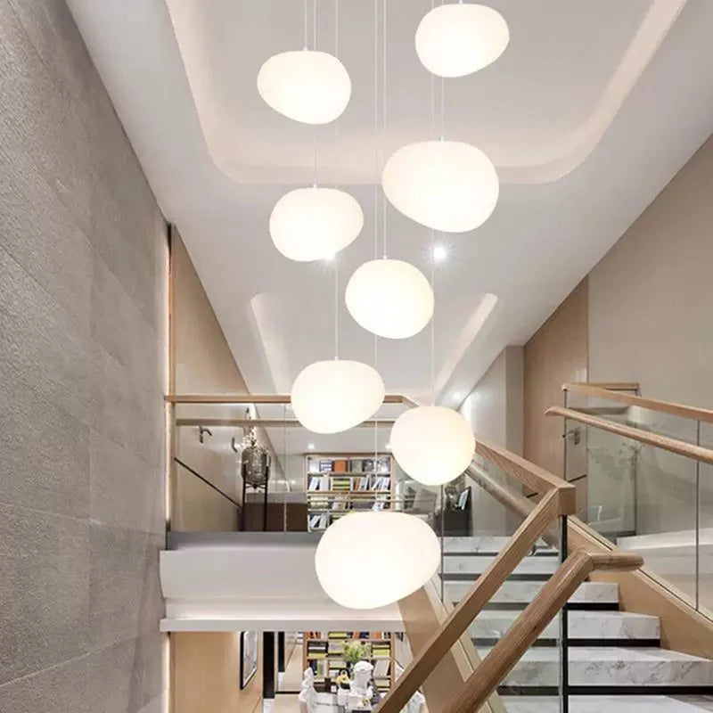 suspension lumineuse moderne blanche ronds alliage opacité éclairage intérieur salle bain led autoinstallation flux