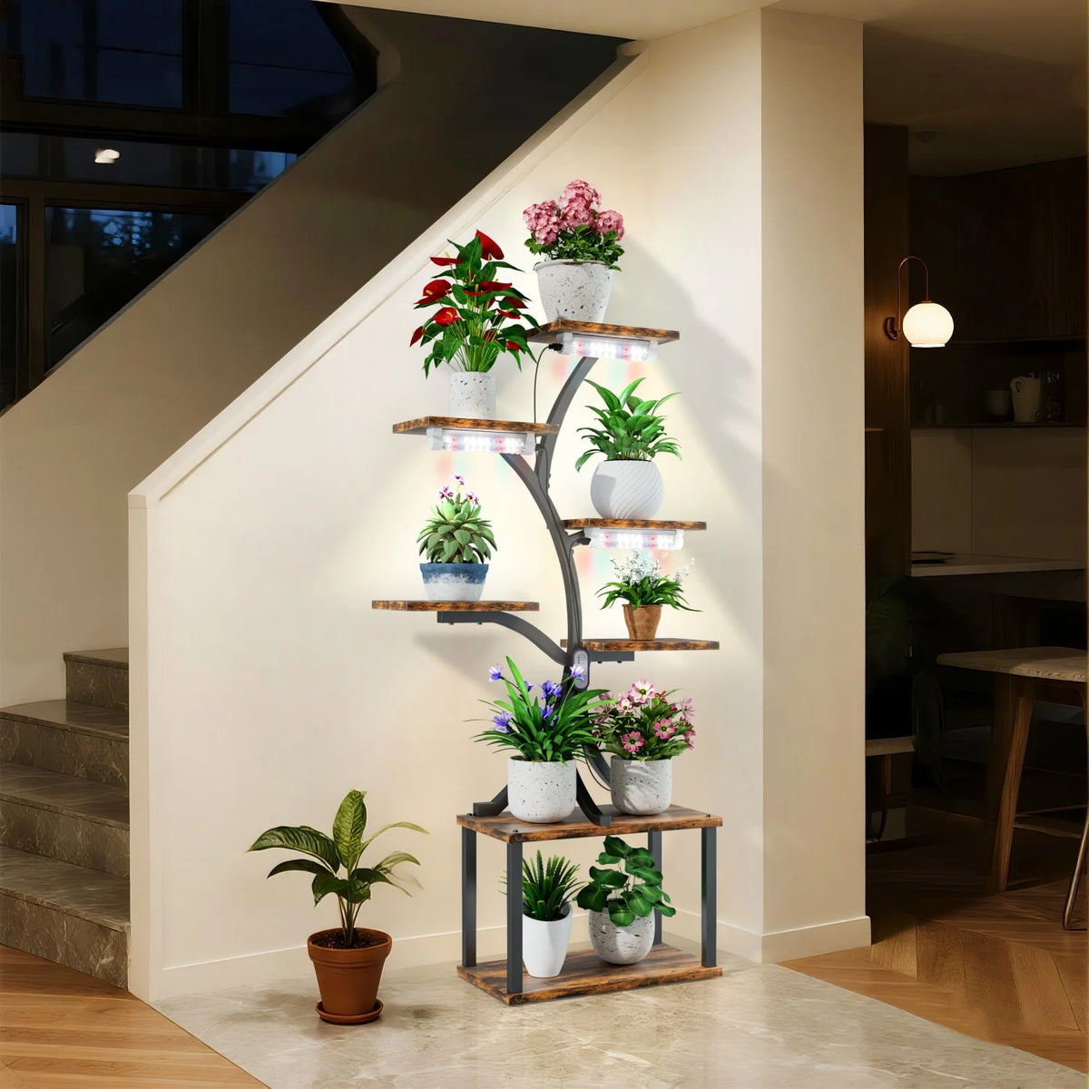 étagère plante bois structure arborescente plateaux niveaux moderne organique pieds