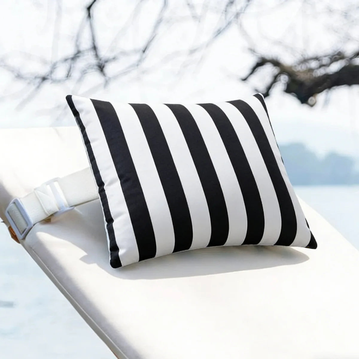 coussin moderne polypropylene rectangle blanc rayures utilisation décoration voiture 28x40cm imprimé nordique
