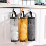 sacs rangement réutilisables polyester maille grossière accroche mur porte noir gris jaune semi transparent