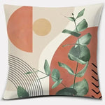 taies d'oreiller décoratives moderne botanique motifs géométriques feuilles vertes couleurs vives bohème intérieur décoration