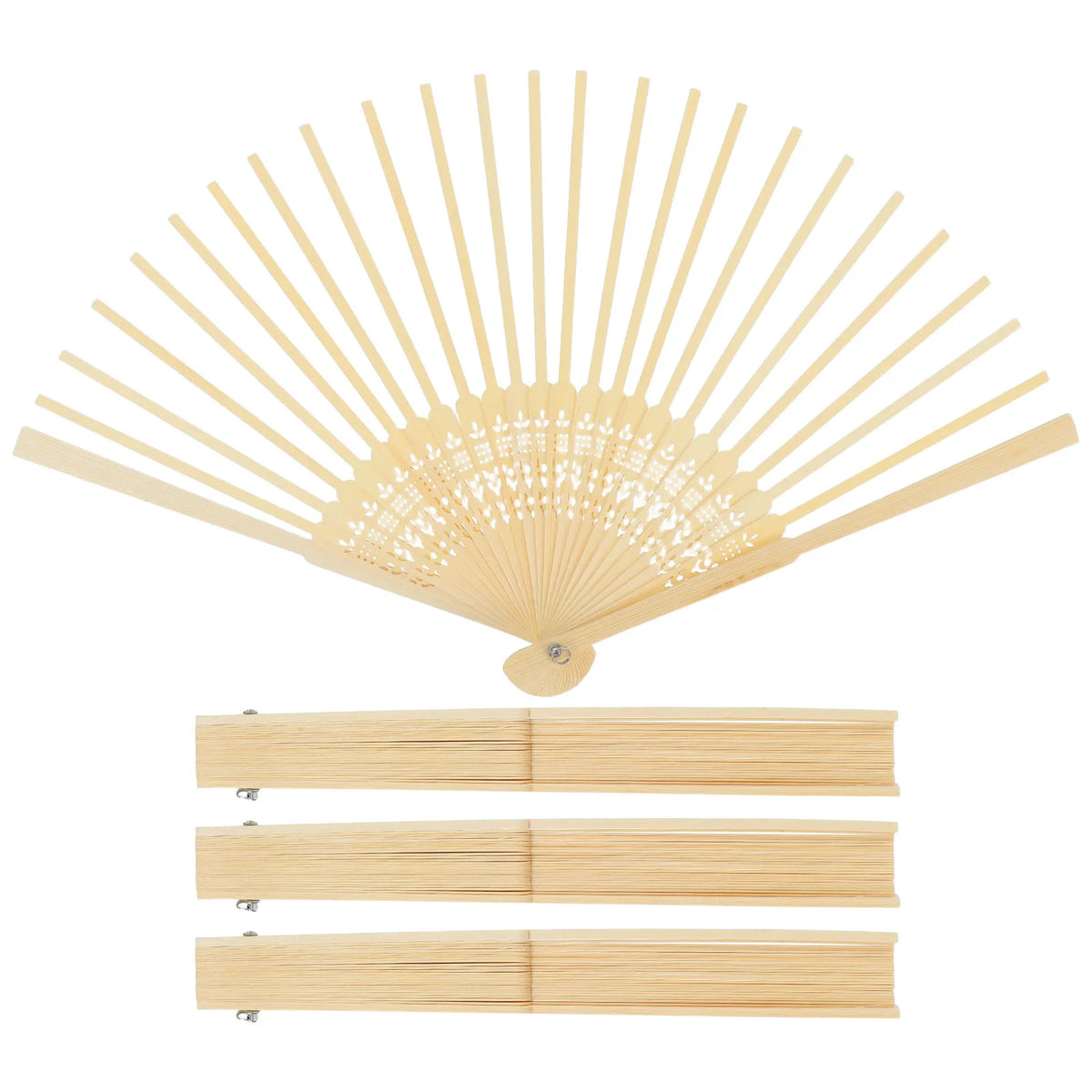 éventail artisanal traditionnel motifs floraux bambou naturel métalliques fixations manuelles porte fanette crafting matériaux