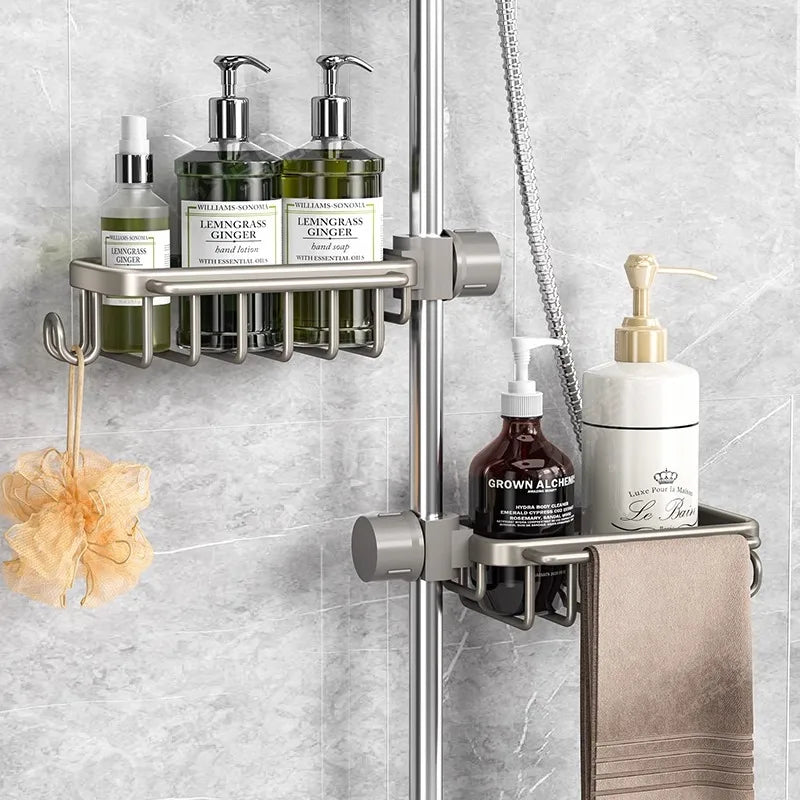 porte savon mural moderne argenté crochets vis fixés salle bain étagère aluminium