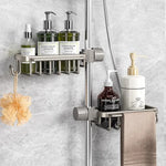 porte savon mural moderne argenté crochets vis fixés salle bain étagère aluminium