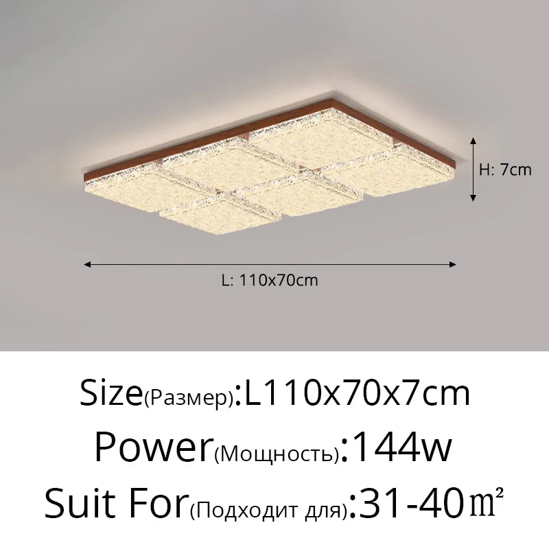 plafonnier moderne blanc marron cristaux découpés élégant protection oculaire interrupteur tactile led
