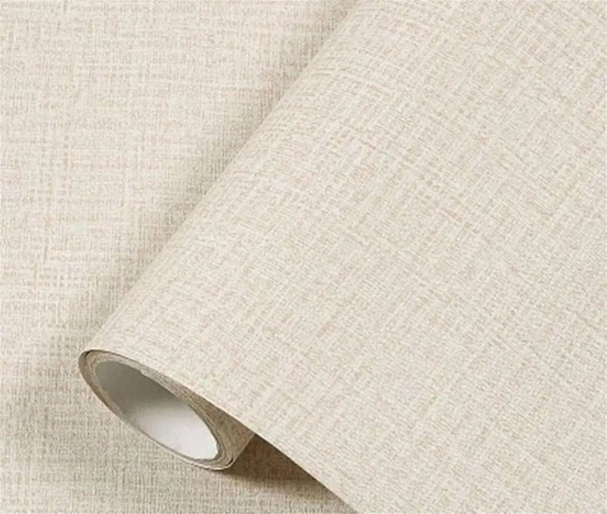 papier peint auto adhésif moderne texture lin beige clair imperméable vinyle 55cm 1m 3m