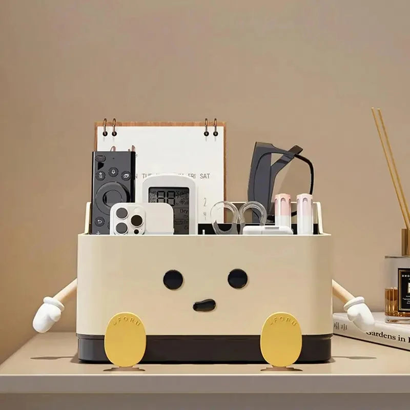 organisateur kawaii compartiments opaques calendrier stylos maquillage téléphone thermomètre ciseaux chargeur