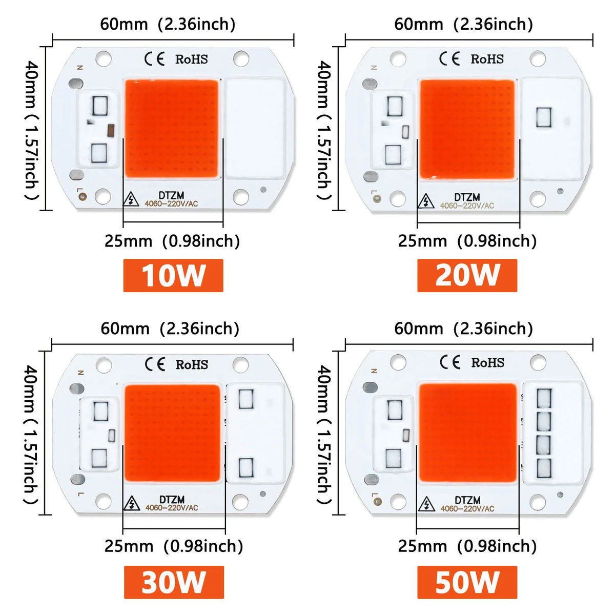 ampoule led 10w 20w 30w 50w blanc orange moderne croissance plantes 380 840nm 120deg