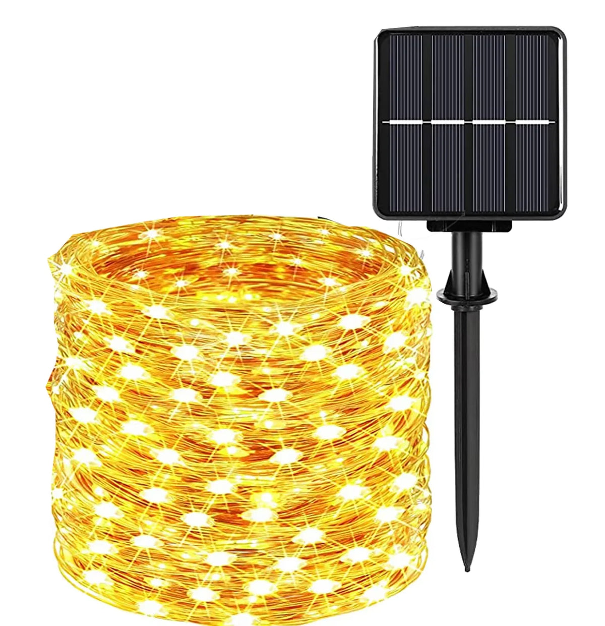 guirlande lumineuse solaire moderne 32m 300led noir doré 10modes filcuivre
