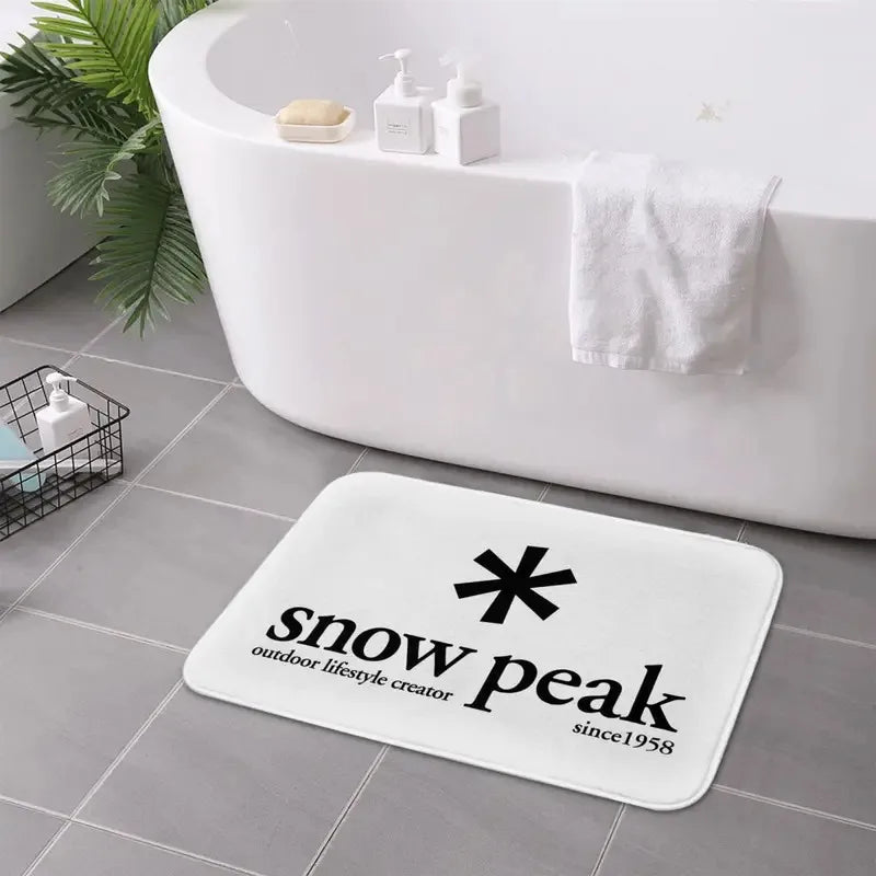 tapis bain blanc logo snow peak moderne imperméable antislip polyester coton knits classic minimaliste