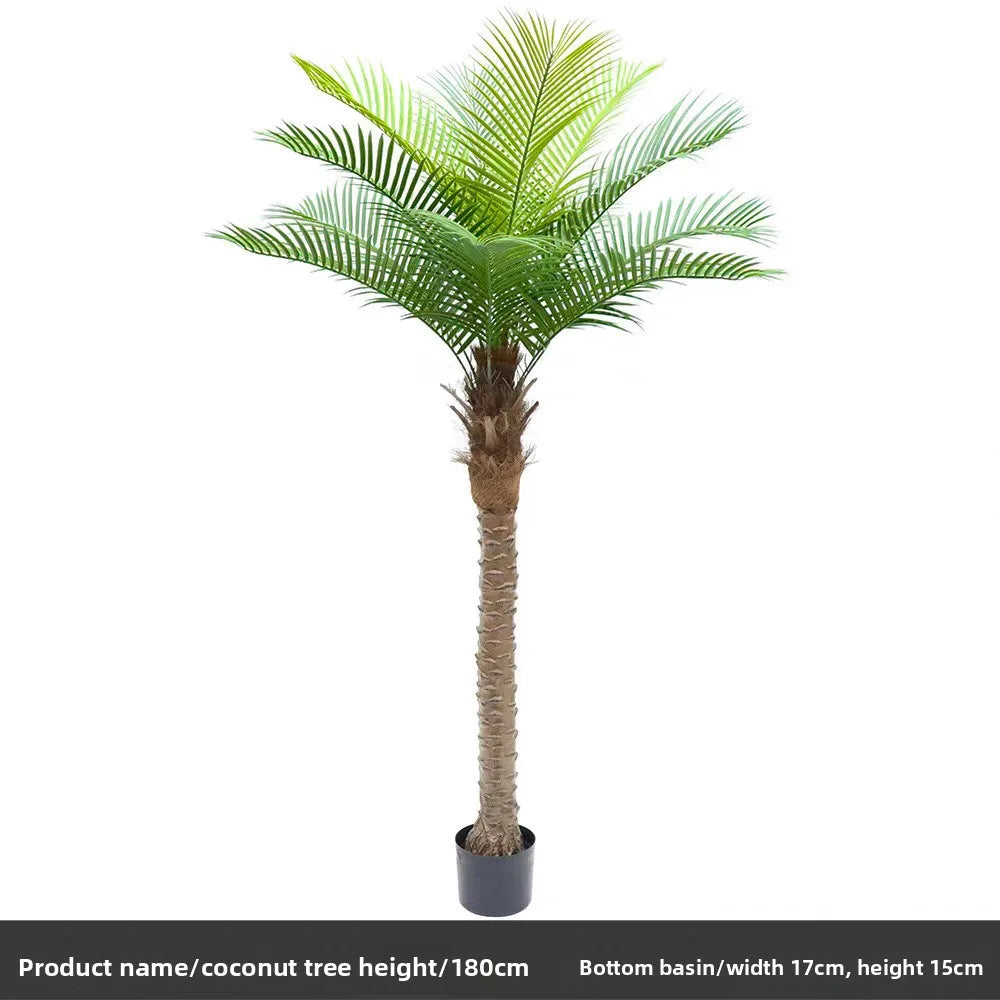palmier artificiel décoration intérieure vert feuilles fines tronc épais moderne pot 240cm haute