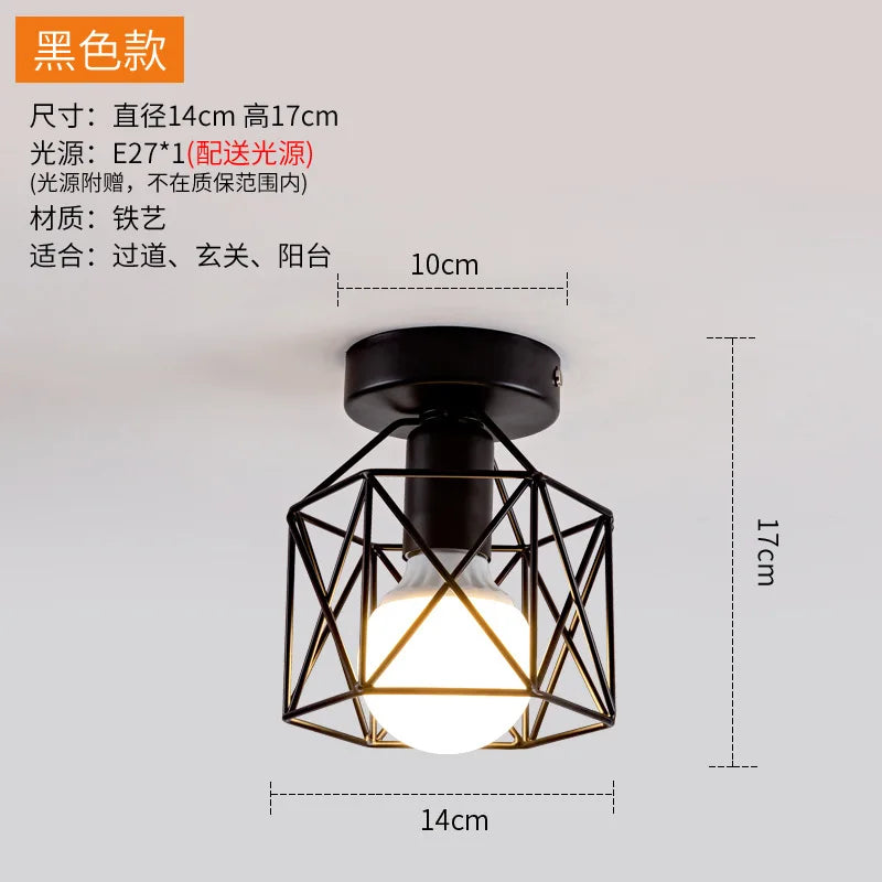 Lampe moderne or noir cage géométrique métal éclairage quotidien led 7w 249 2000lm