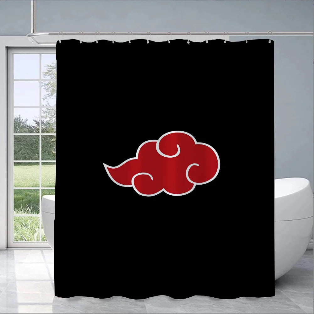 rideau douche anime naruto noir rouge motifs abstraits opacité respectueux environnement 12 crochets