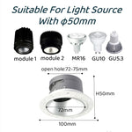 Spot LED moderne noir blanc encastrable vis diamètre 100mm hauteur 50mm