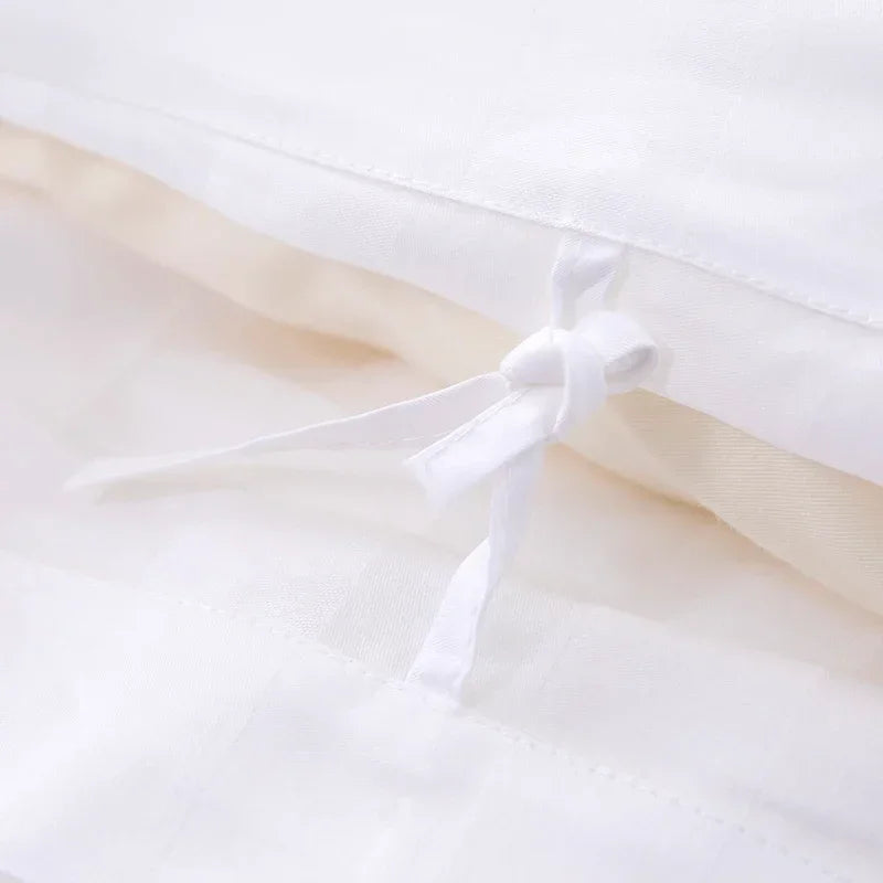 housse couette coton égyptien 100 blanc rayures horizontales classique opaques 400 fils lit adulte