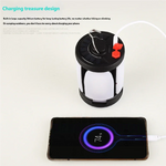 lampe camping rechargeable usb noire blanche crochet métallique bouton rouge moderne pratique