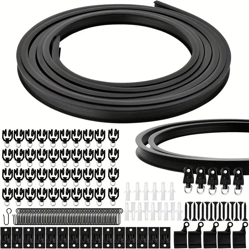 rails rideaux flexibles pliables tige arc noir moderne clips rondelles instructions