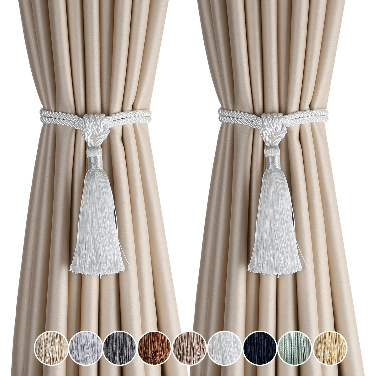 corde rideaux pompon moderne élégant blanc doré argenté polyester facile utiliser decoration chambre