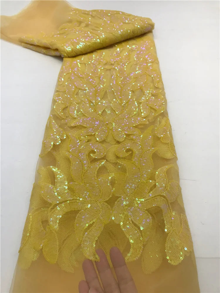 tissu décoratif dentelle sequins dorés motif floral élégant vert clair violet rose