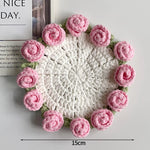 placemat motif floral roses blanches rouges vert artisanal table décoration