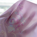 tissu polyester floral semi transparent vert rose motifs dorés traditionnel élégant texturé 145cm