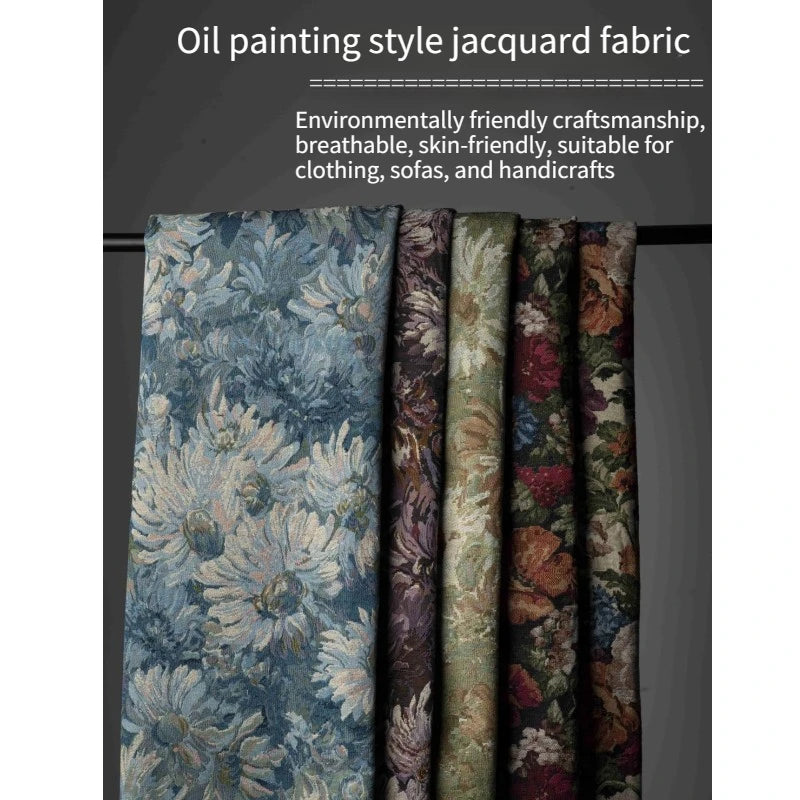 tissu chenille polyester opaque fleurs motifs peinture huile sofa coussin diyversible tablecloth nappe