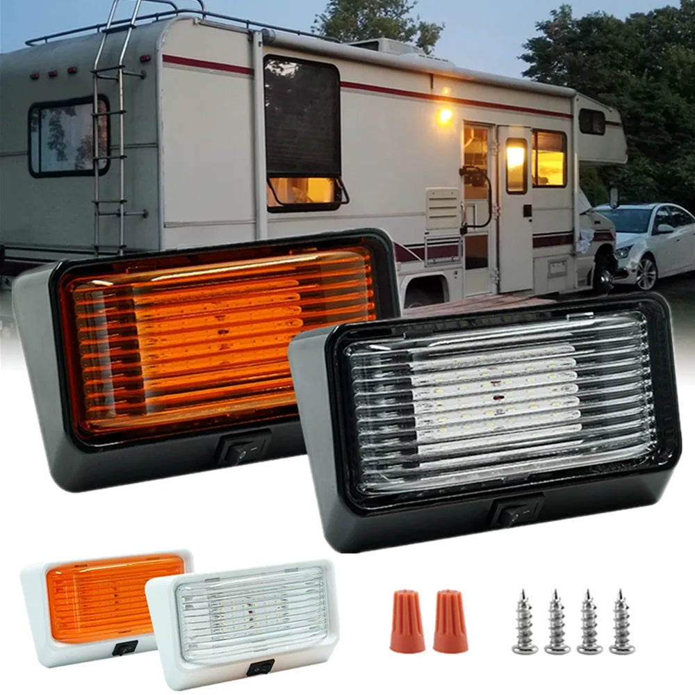 lampes led extérieures moderne camping car porche blanc orange rectangulaires vis