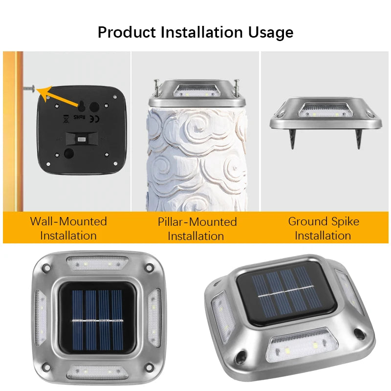 lampe solaire extérieure moderne argentée noire ip65 led autoinstallation vis fixations