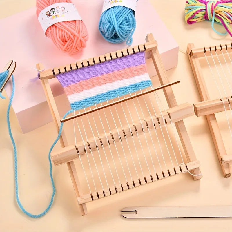 tissage main artisanal bois clips fil couleur crochet planche tapisserie DIY primitive