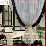 rideau dentelle blanc noir tulle translucide romantique décoration salon chambre fenêtre maison luxe