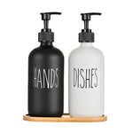 bouteilles savon liquide 500ml noir blanc texte hands dishes minimaliste moderne pompe pression