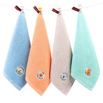 serviettes coton brodées animées enfants moderne bleu orange vert clips