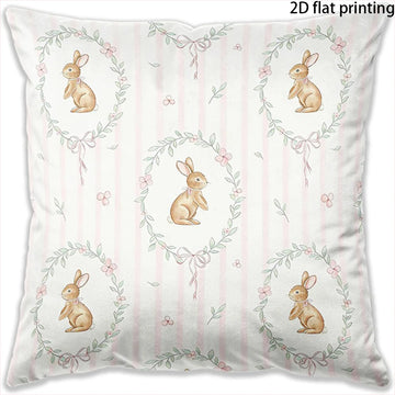 housse coussin décorative motif lapin canard fleurs vintage beige rose gris salon maison