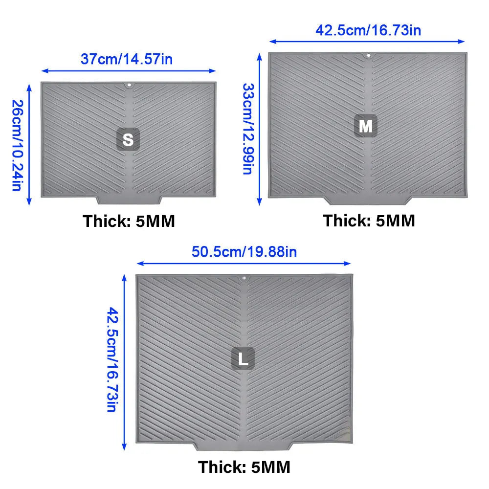 tapis séchage silicone moderne gris rayures diagonales respectueux environnement taille small medium large