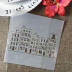découpe blanche bâtiments architectural semi opaque gabarit craft scrapbooking tracé illustration trace stencil tracé