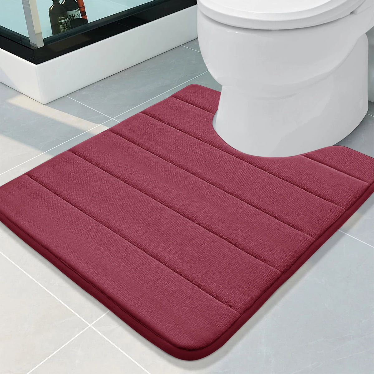 tapis bain noir antidérapant mousse mémoire forme salle bain moderne absorption haute qualité