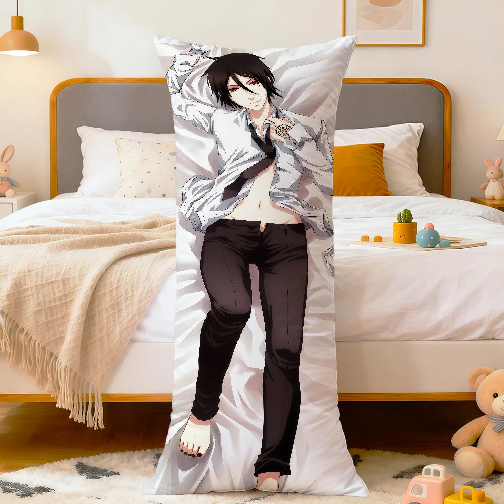 coussin allongé anime violet bleu blanc fleurs stylisées personnages 100 polyester double face imprimé