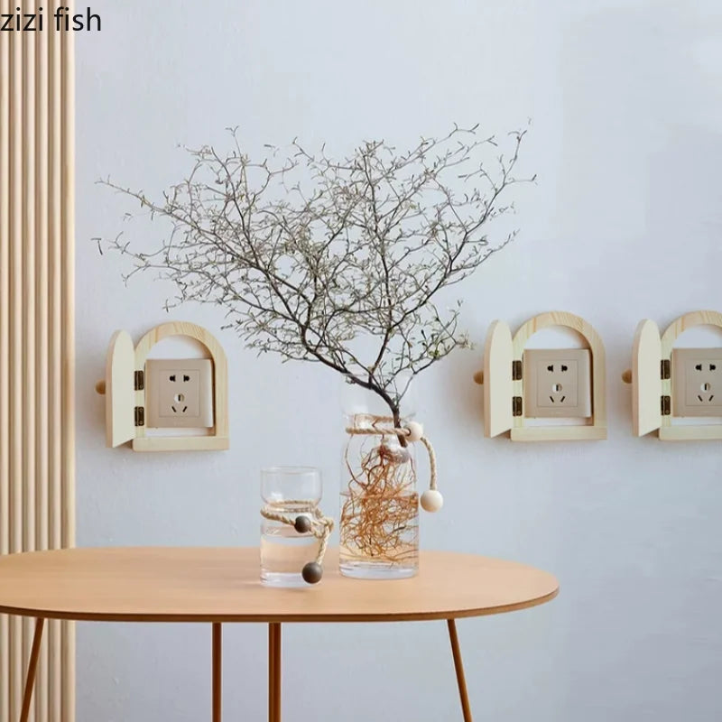 cache prise électrique moderne bois blanc marron naturel opacité vis fixation